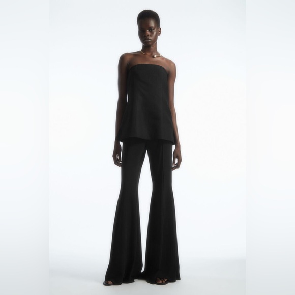 COS Pants - NWT COS Pintucked Black Flared Legs Black Trousers Pull On Pants Size XS